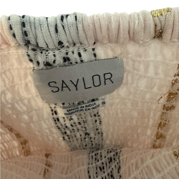 Saylor Anthropologie Joni Blush Gold Aztec One Piece Pants Jumpsuit Romper Small - Picture 4 of 5